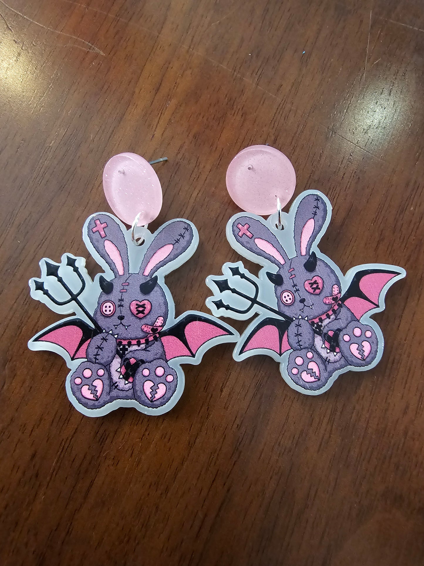 Heaven and Hell bunny earrings