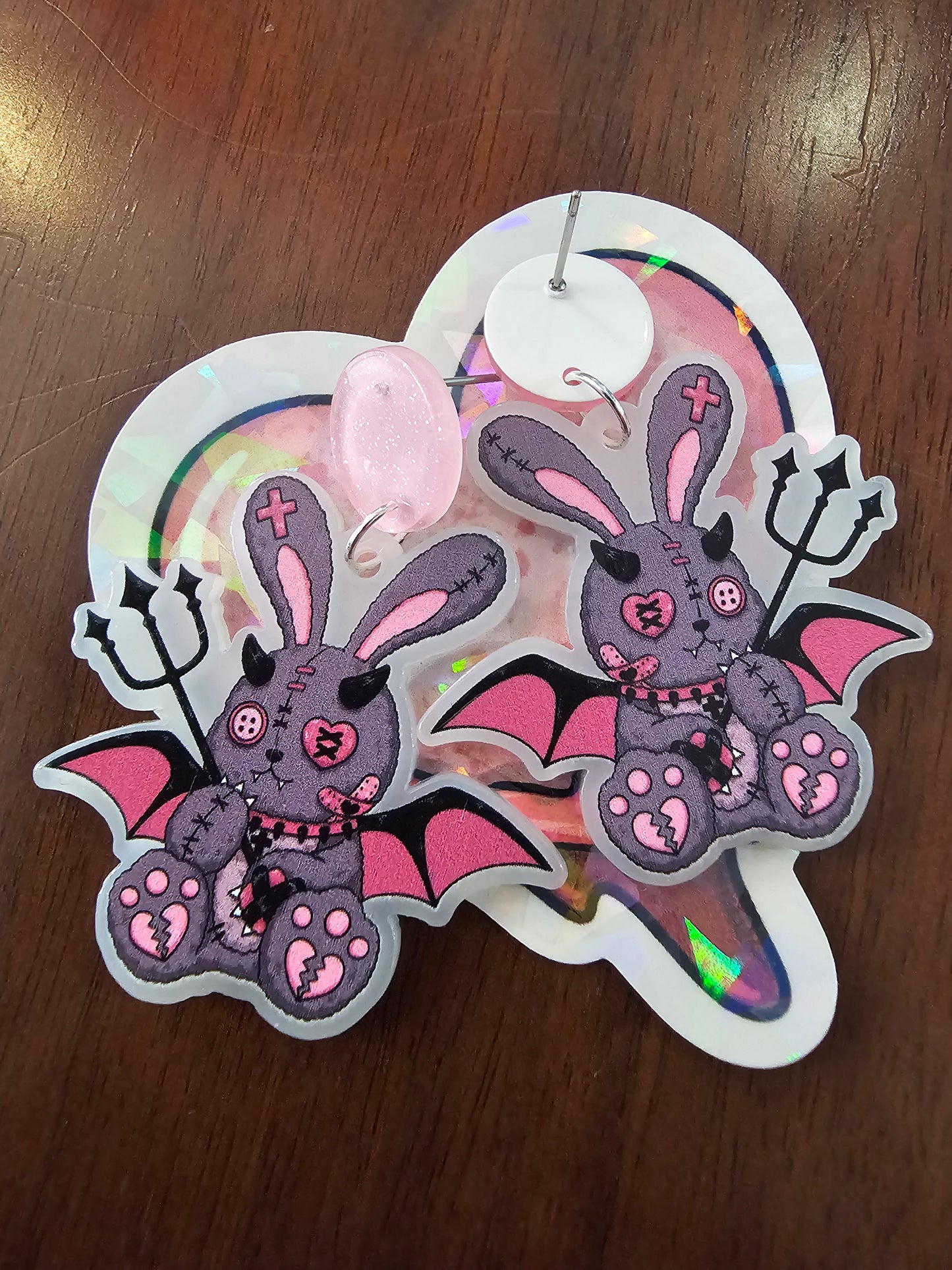 Heaven and Hell bunny earrings
