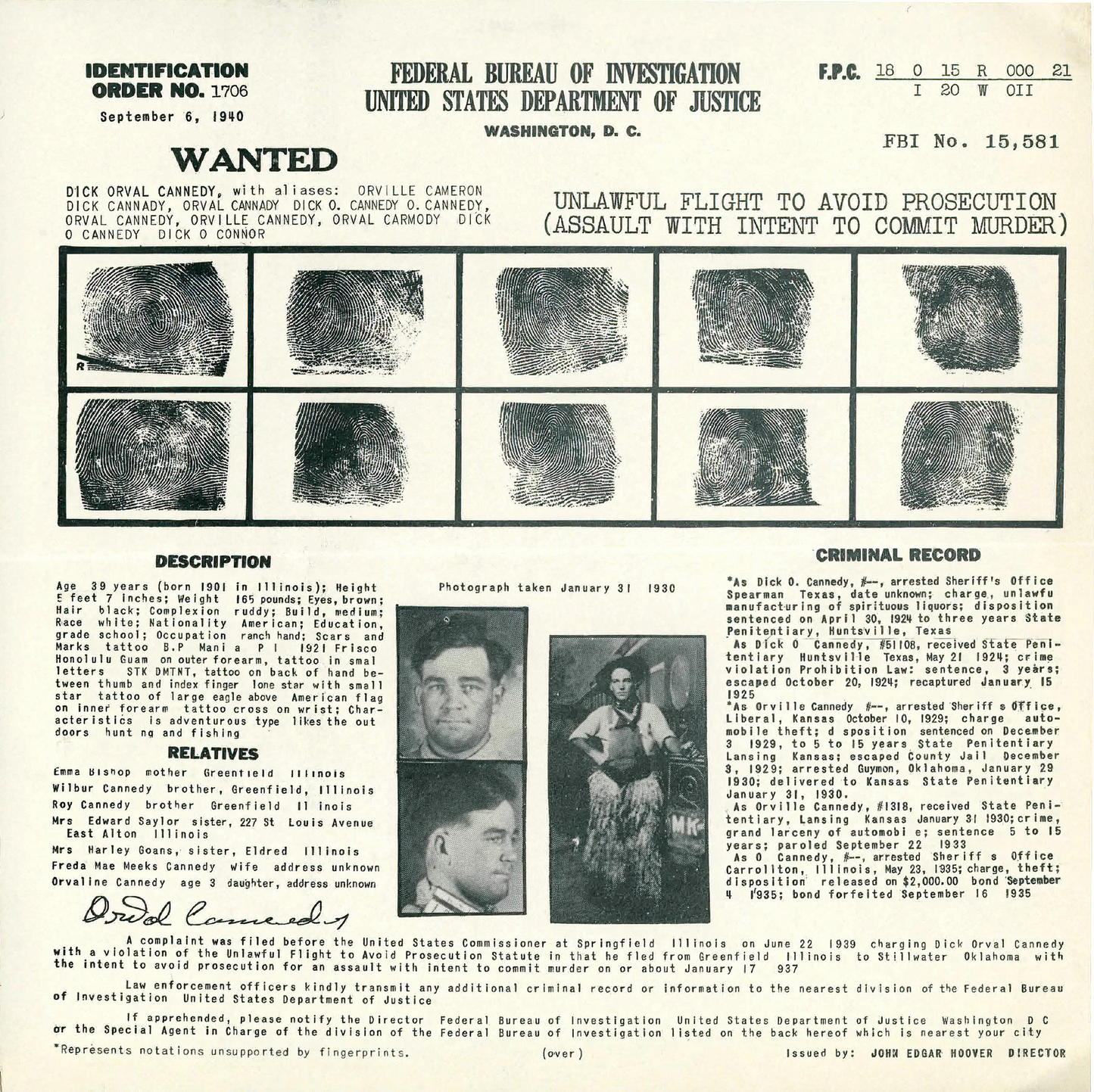 True Crime Record - FBI rap sheets