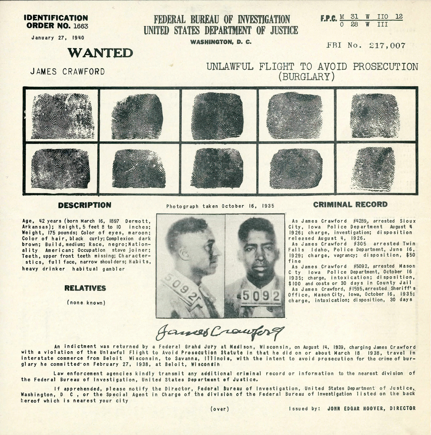 True Crime Record - FBI rap sheets
