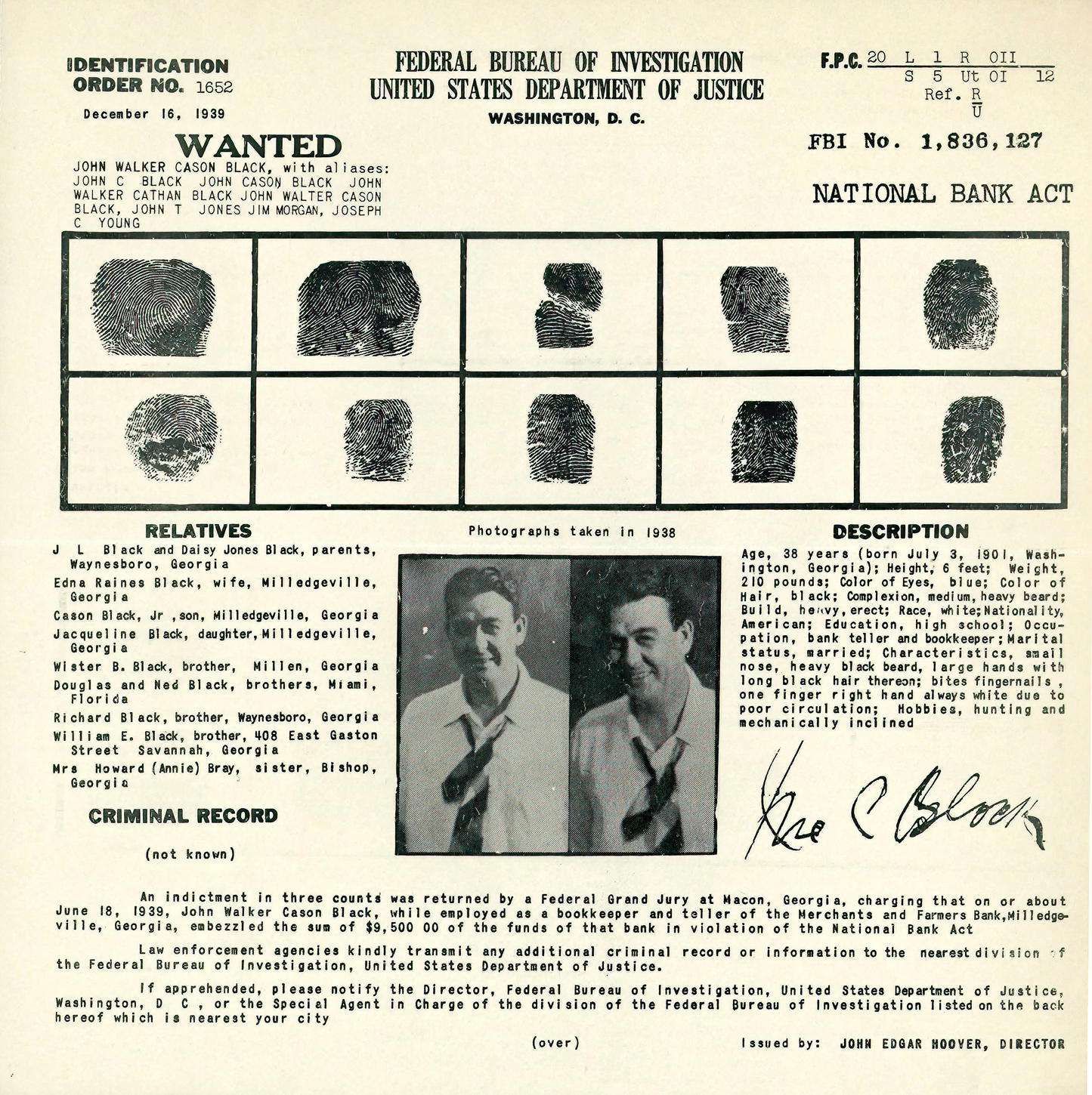 True Crime Record - FBI rap sheets