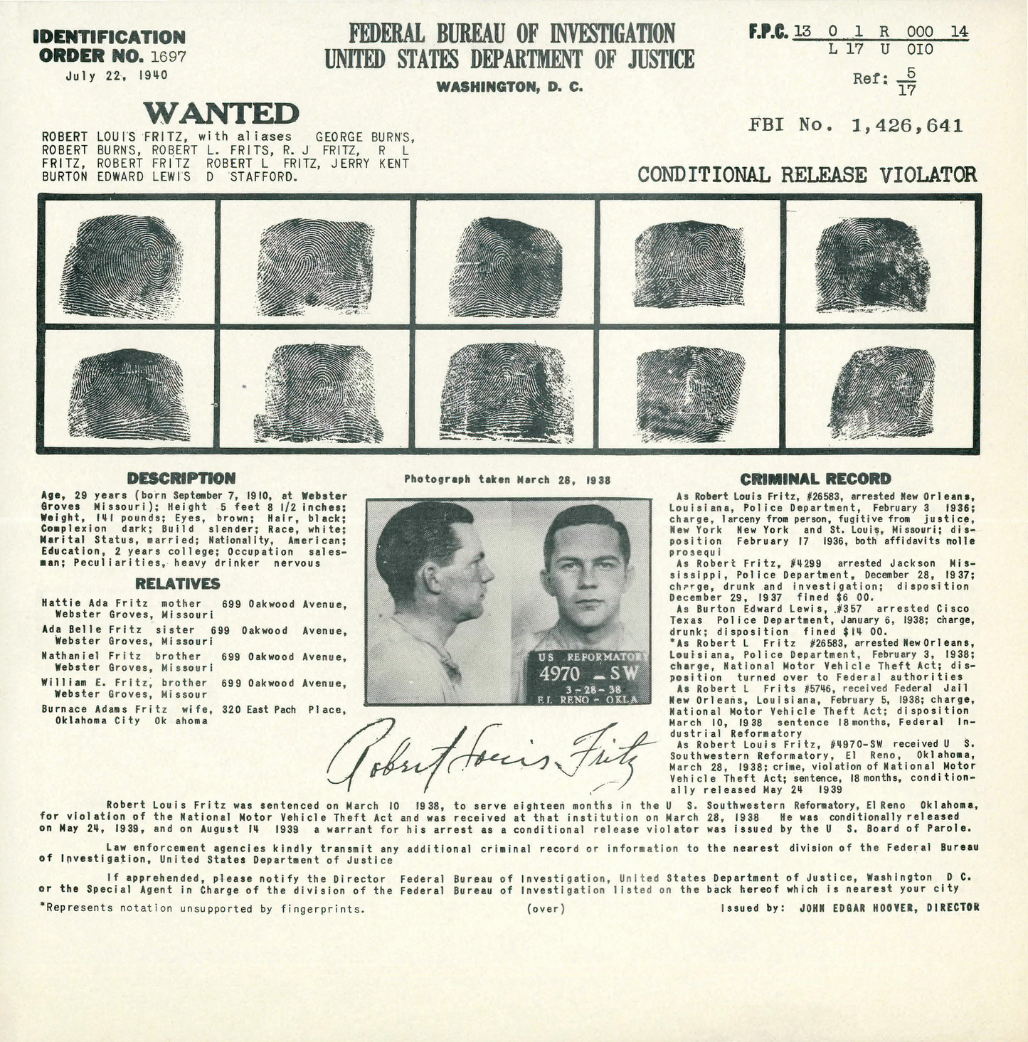 True Crime Record - FBI rap sheets