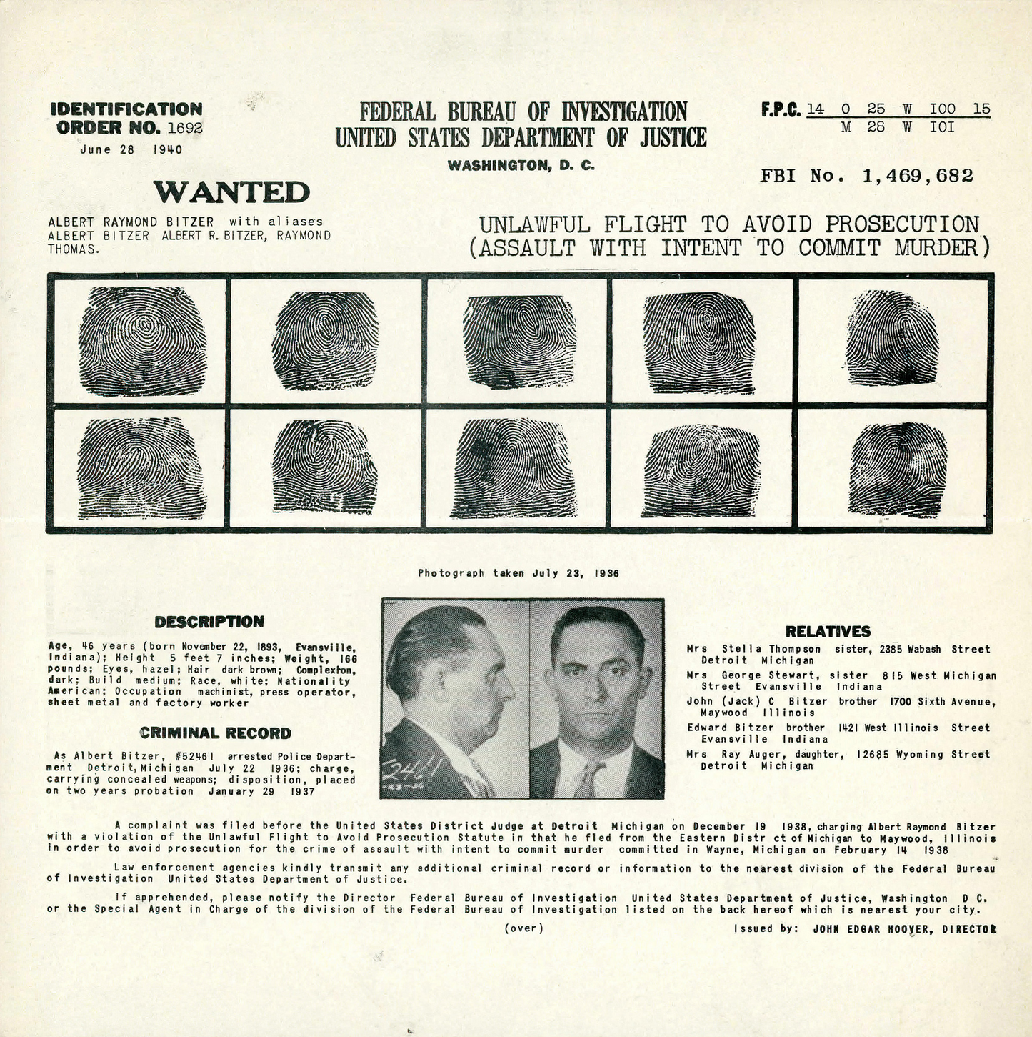 True Crime Record - FBI rap sheets